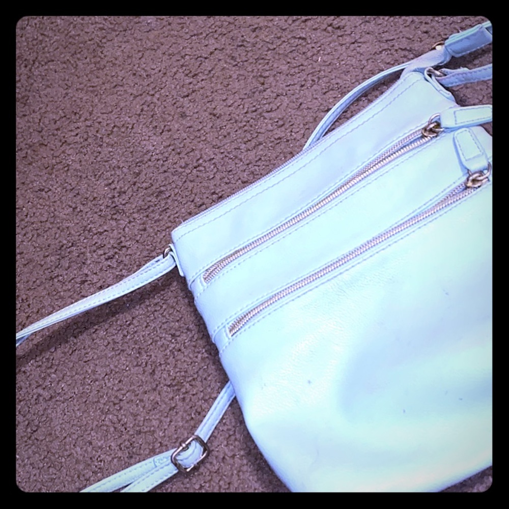 Blue side bag 3 zippers